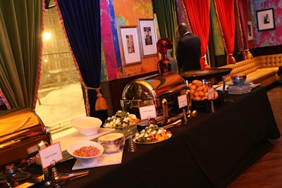A buffet offered items such as guacamole and chips, veggie quesadillas, and ropa vieja on crispy plantains.