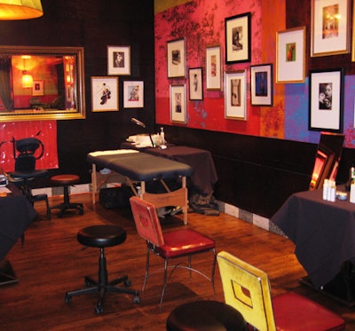 A pampering area offered treatments from John Allan's and Verto salons. Services included shoe shines, massages, and hairstyling.