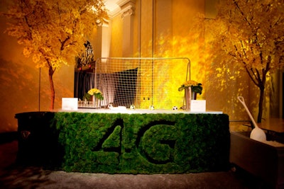 Sprint's press event included a vignette with a moss bar and a soccer goal back bar.