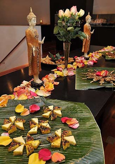 Servers from Indian Rice Factory offered hors d'oeuvres like vegetable samosas and marinated paneer tikka.