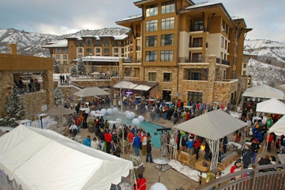Cabanas in the hotel's patio area contained fire pits, a barbecue, and an ice bar.