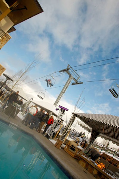 Many guests first heard about the party at the Viceroy, one of Aspen's only ski-in, ski-out hotels, by passing overhead in ski lifts.