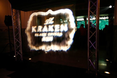 The Kraken's logo appeared on a fog screen that separated the rotunda from the Caribbean Reef fish tank.