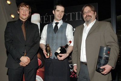 Damon Dyer (center) of New York's Louis 649 was named 'Alchemist of Our Age' by Bénédictine's global brand ambassador, Ludovic Miazga, (left) and Esquire's David Wondrich.
