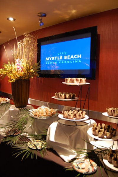 Desserts, catered by the CN Tower, included mini pecan tarts and mini peach cobblers served in chocolate cups.