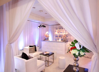 On Friday and Saturday, In Style presented its beauty lounge at the Four Seasons, where guests came for a range of pampering services. Caravents designed the event, which included an indoor area and a tent done in luxe white draping for a feminine look.