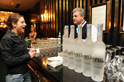 Guests sipped complimentary cocktails from Belvedere vodka.