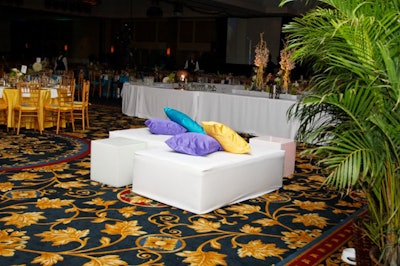 Karla Conceptual Event Experiences set up lounge areas in the corners of the main ballroom.