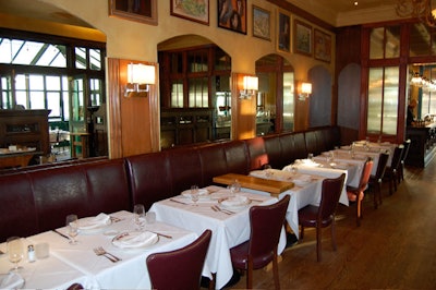 Dozens of paintings and the rustic colors of Tuscany are the restaurant's key decor elements.