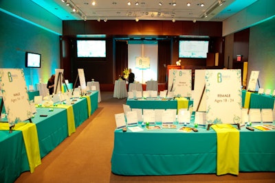 Producers designed the silent auction area with Brand in Entertainment's logo and corporate headquarters in mind.