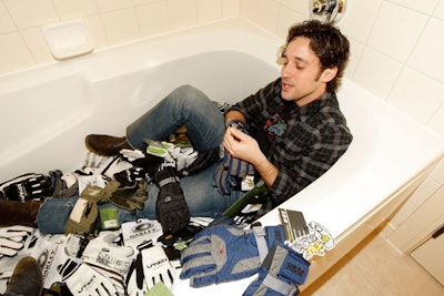 Oakley used every inch of its gifting suite in the Marriott Mountainside for guests—like actor Thomas Ian Nicholas—to try on ski gear.