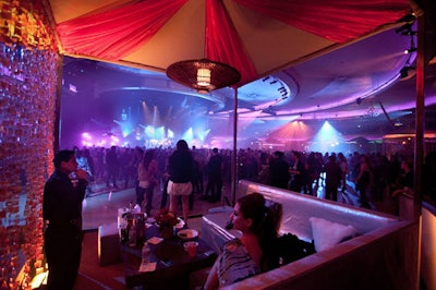 Insomniac Events and Grassroots Productions produced the Dipdive event, which gave the Palladium an unusual look, with cabana-style seating groupings. Bacardi also set up a V.I.P. lounge upstairs.