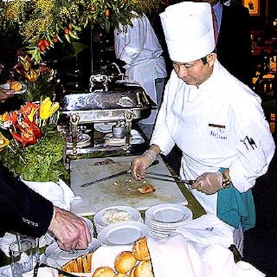 The hotel's catering included a carving station with turkey and beef.
