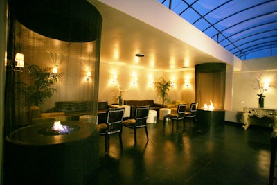 A fire pit and dramatic skylight are among the venue's features.