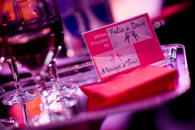 In addition to the champagne provided for the toast, Dearfoams served red wine from Folie a Deux winery and nibbles such as macaroni and cheese squares and wild mushroom, thyme, and pecorino pizzettas from Taste Caterers.
