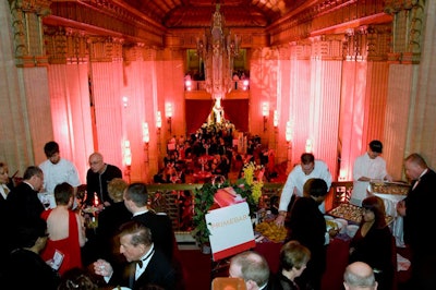 On the mezzanine, tasting stations from local restaurants doled out cocktail-hour snacks. At Primebar's table, guests sampled shrimp bruschetta.