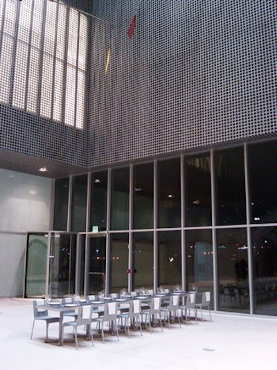 In the lobby, a 60-foot-high atrium is surrounded by wall-to-wall windows.