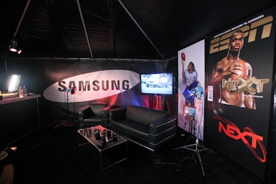 Nelly spoke with celebrities as they stepped off the red carpet in the Samsung Interview Tent. The footage aired live on ESPN.com.