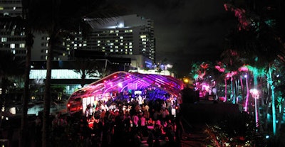 Classic Party Rentals created a 25,000-square-foot pink clear span tent to house the party, which later spilled over into nearby La Côte and Blade restaurant.
