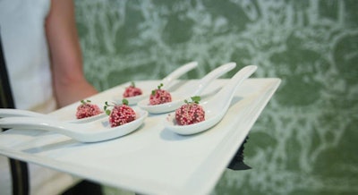 Batali designed the brunch and hors d'oeuvres menu, which included tuna truffles served on Chinese spoons.