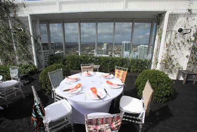 Brunch tables surrounding the pool offered guests views of the downtown Miami and Brickell.