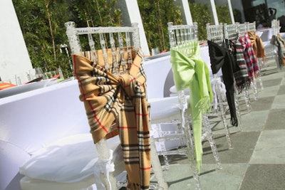 Event organizers from the two charities used colored and print scarves to adorn chairs from A Touch of Class.