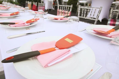 Each place setting had a spatula with the Mario Batali Foundation logo.