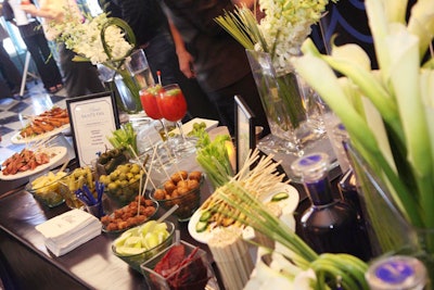 The Patrón Spirits Company sponsored a Bloody Mary bar using its Ultimat vodka and additional ingredients like olives, peppers, celery, and andouille sausage.