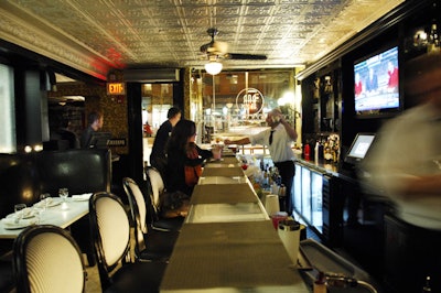 The restaurant's main space has been transformed into a cocktail den.