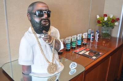 The Source hosted a birthday party for Rick Ross—complete with a cake shaped like the artist—on Friday afternoon aboard Biscayne Lady Yacht Charter's three-deck Venetian Lady yacht, which sponsor Magic Shave rebranded as the Magic Shave Yacht.