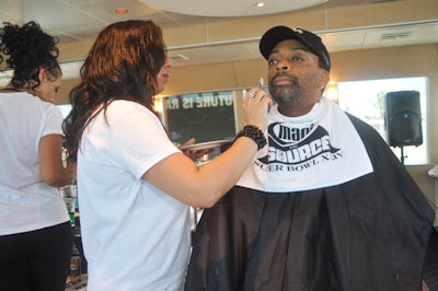 Magic Shave representatives provided free shaves to guests like Spike Lee during Rick Ross's birthday party.