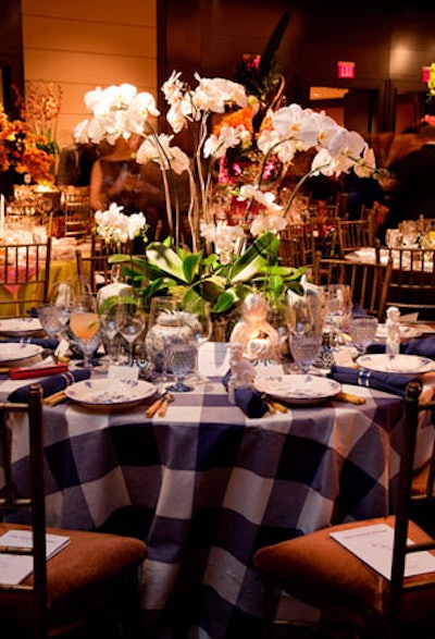 Rod Winterrowd's accessory-heavy setting had a blue and white checked tablecloth and Danish-inspired ceramics and dishes.