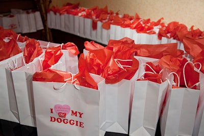 Gift bags included Valentine's treats for the dogs.