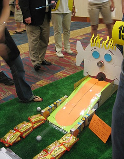 Participants can create their own mini golf course using canned food and other items for charity.
