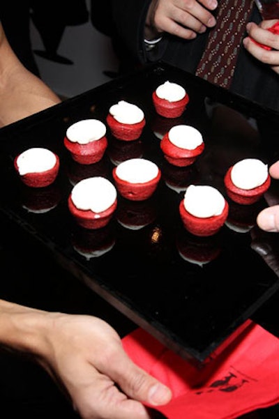 For Pucca's first push into the U.S. market, Creative Edge served miniature red velvet cupcakes, green tea lollipops, and raspberry sorbet in miniature cones.