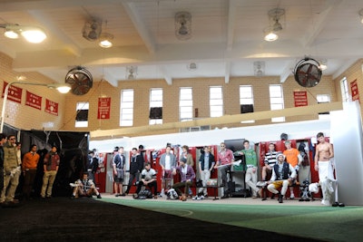 Taking over St. Anthony's Memorial Gym on Thompson Street, Gant built a locker room set to showcase its lacrosse-inspired collection by Michael Bastian.