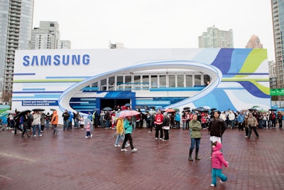 The Samsung pavilion is open from 11 a.m. to 11 p.m. daily, through February 28.