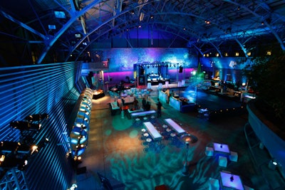 Wave-inspired gobo patterns decked the party space.