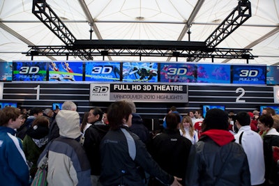 Two screening rooms at the Acer pavilion play highlights of the week's games in 3-D.