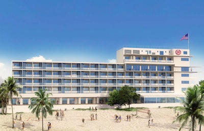 The hotel's beachfront can accommodate 500 people.