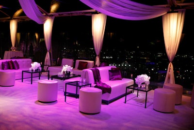 Purple lighting bathed the party space.