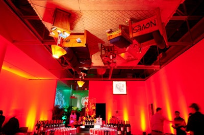 Local artists designed an upside-down lounge installation as one of the six art-inspired spaces.