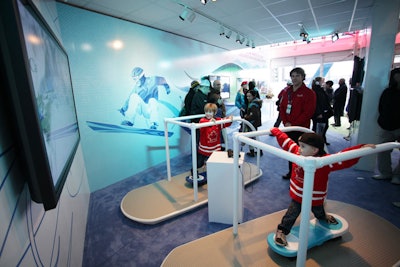 Interactive gaming stations let old and young visitors try their hand at snowboarding and skiing simulations.