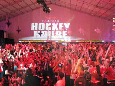 Hockey fans cheered on Team Canada during a live broadcast at Molson Canadian Hockey House.