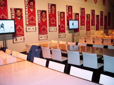 Images of Team Canada players adorn the walls of the venue.
