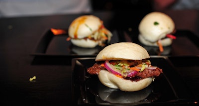Clay Conley from Miami's Azul restaurant served konetski kalbi sliders on steamed bread with pickled vegetables.