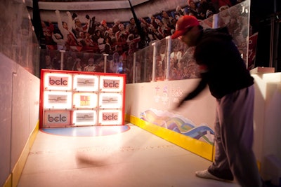 The British Columbia Lottery Commission's 5,000-square-foot dome had a game where fans could test their wrist shot on a miniature—and branded—ice rink.