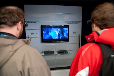 In addition to the two 103-inch televisions broadcasting Olympic highlights in 3-D, Panasonic's pavilion showcased smaller models that will be available in North America this spring.