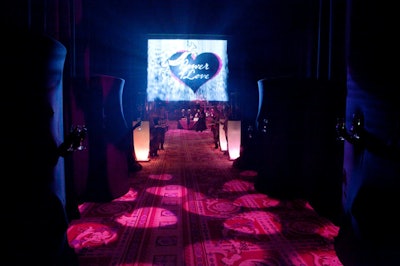 Heart-shaped gobos illuminated the floor during the program.
