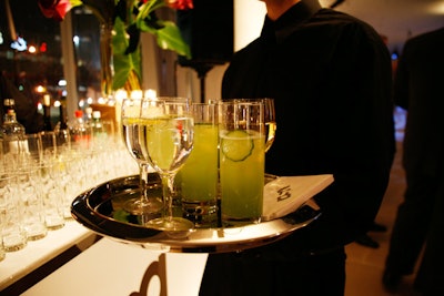 In addition to the full bar, waiters served of vodka-cucumber specialty cocktails, in the network's signature green.